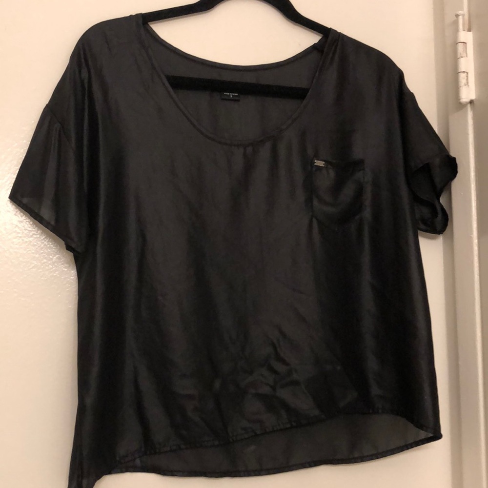 Obey Black Shiny and Sheer Blouse